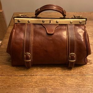 Dark brown Italian leather handbag